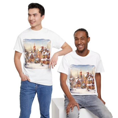 Snowy Christmas Village-12-T-Shirt