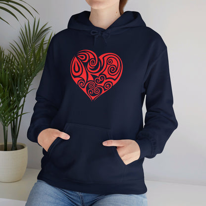 Heartfelt Love, Bold Red Heart - Hooded Sweatshirt