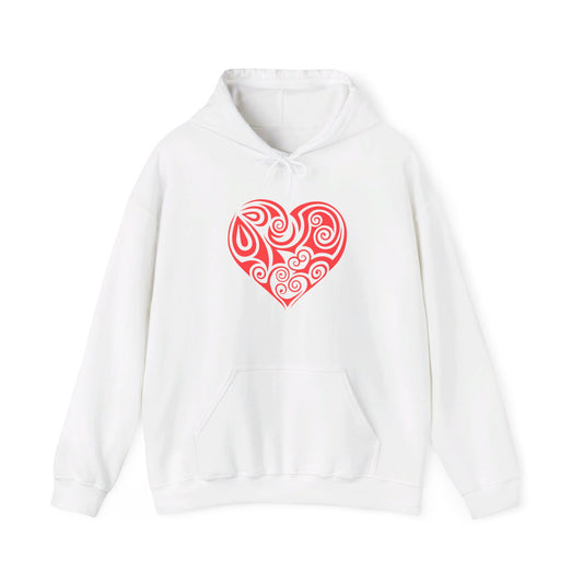 Heartfelt Love, Bold Red Heart - Hooded Sweatshirt