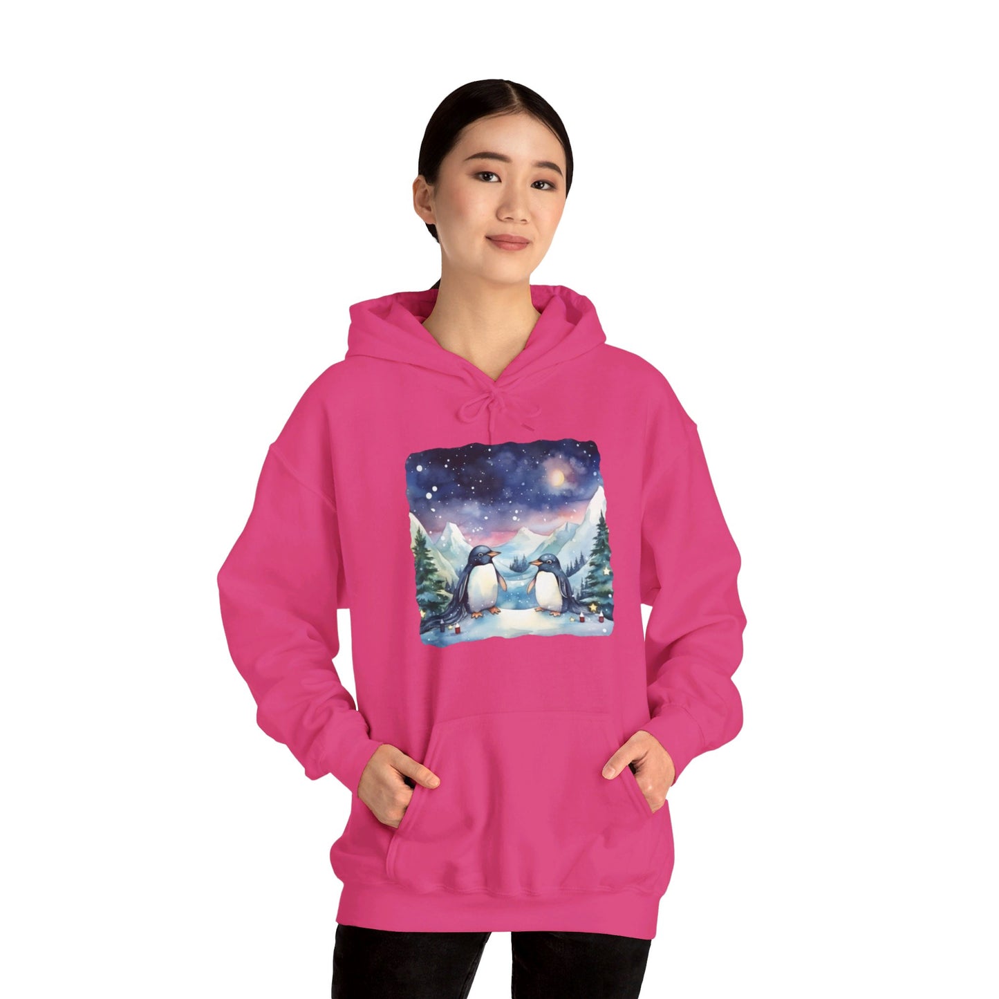 Snowy Christmas Penguins - Hooded Sweatshirt