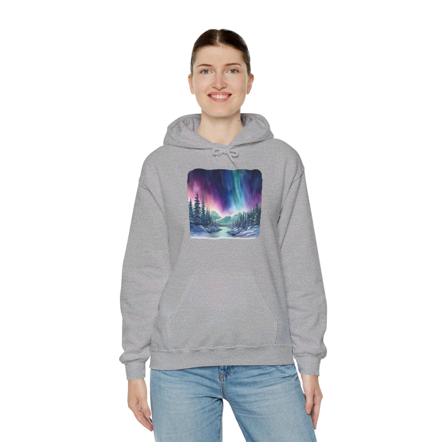 Northern Lights Watercolor - Hooded Sweatshirt