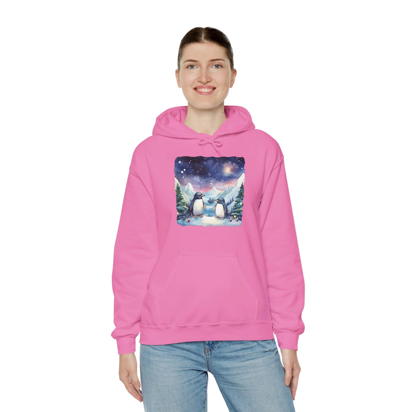 Snowy Christmas Penguins - Hooded Sweatshirt