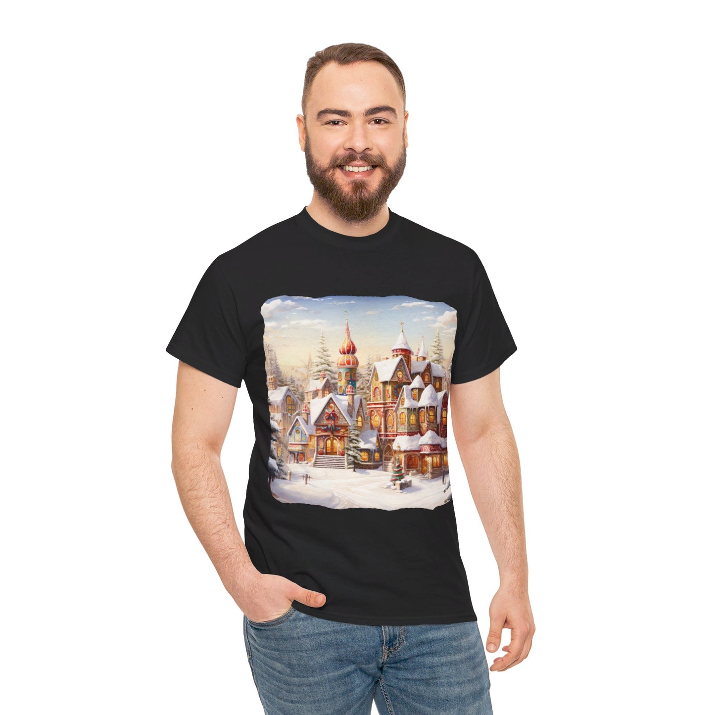 Snowy Christmas Village-12-T-Shirt