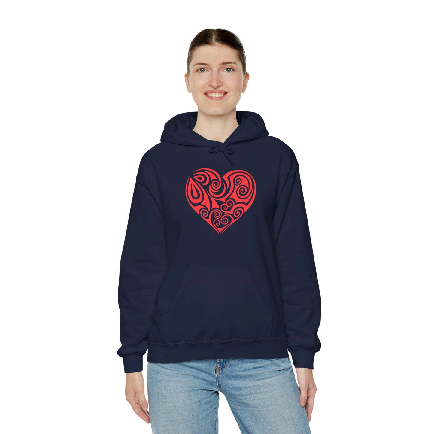 Heartfelt Love, Bold Red Heart - Hooded Sweatshirt