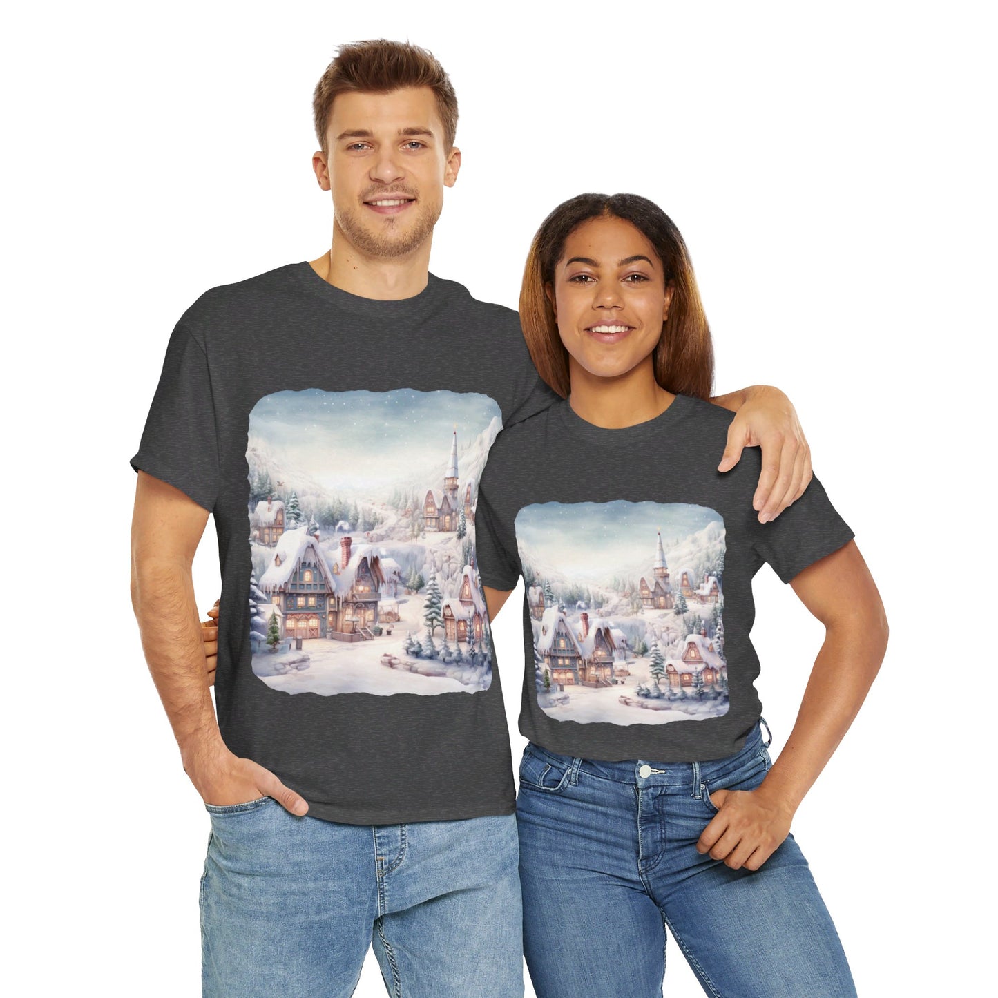 Snowy Christmas Village-T-Shirt