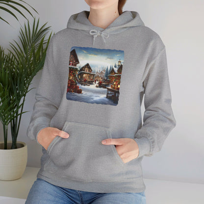 Snowy Christmas Village North Pole - Hooded Sweatshirt