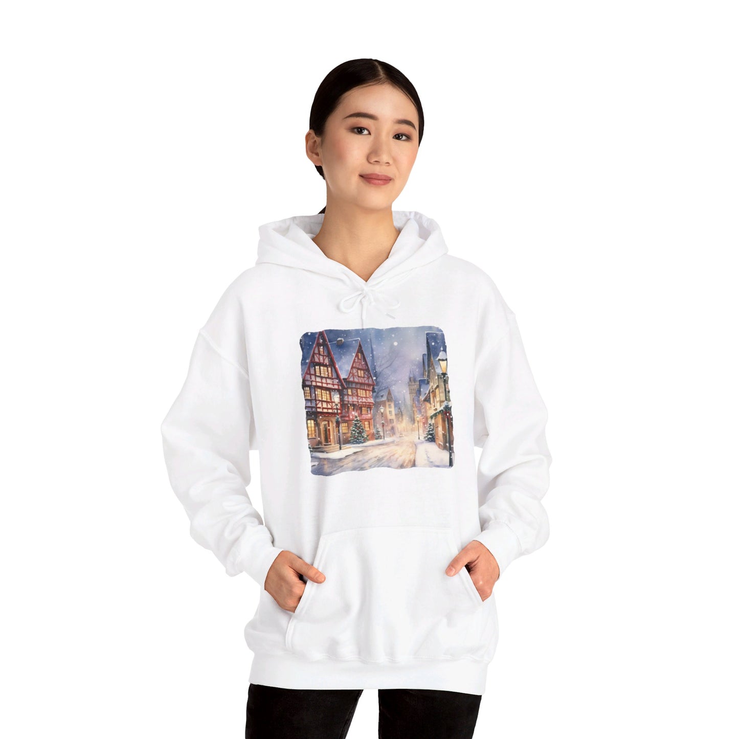 Snowy Christmas Village 13 - Hooded Sweatshirt