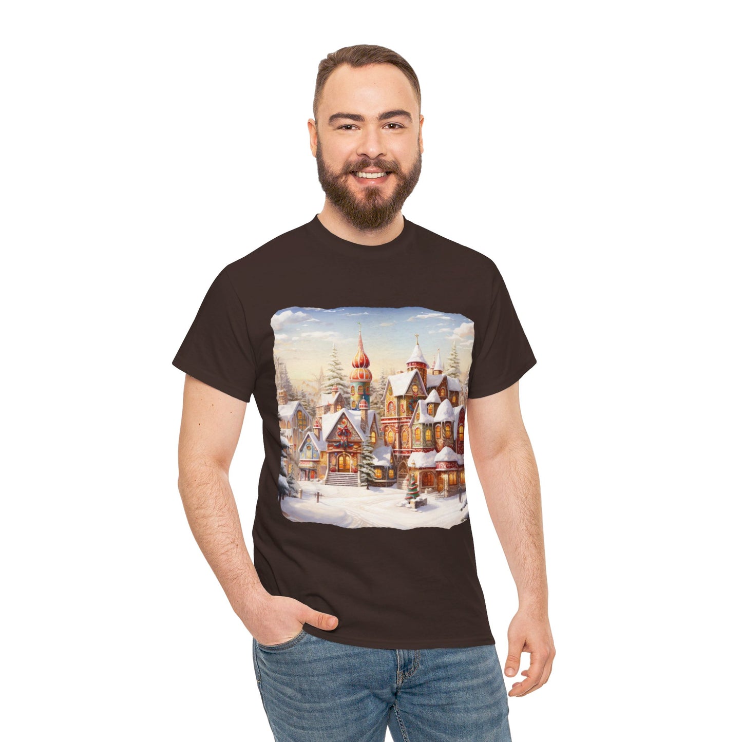 Snowy Christmas Village-12-T-Shirt