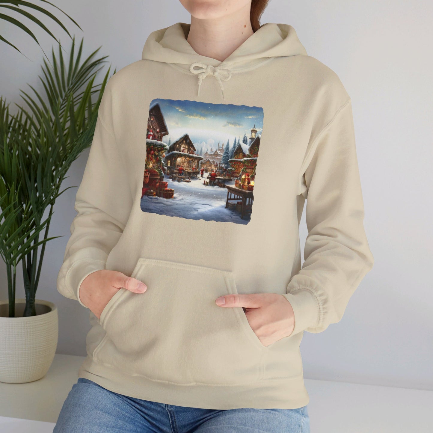 Snowy Christmas Village North Pole - Hooded Sweatshirt