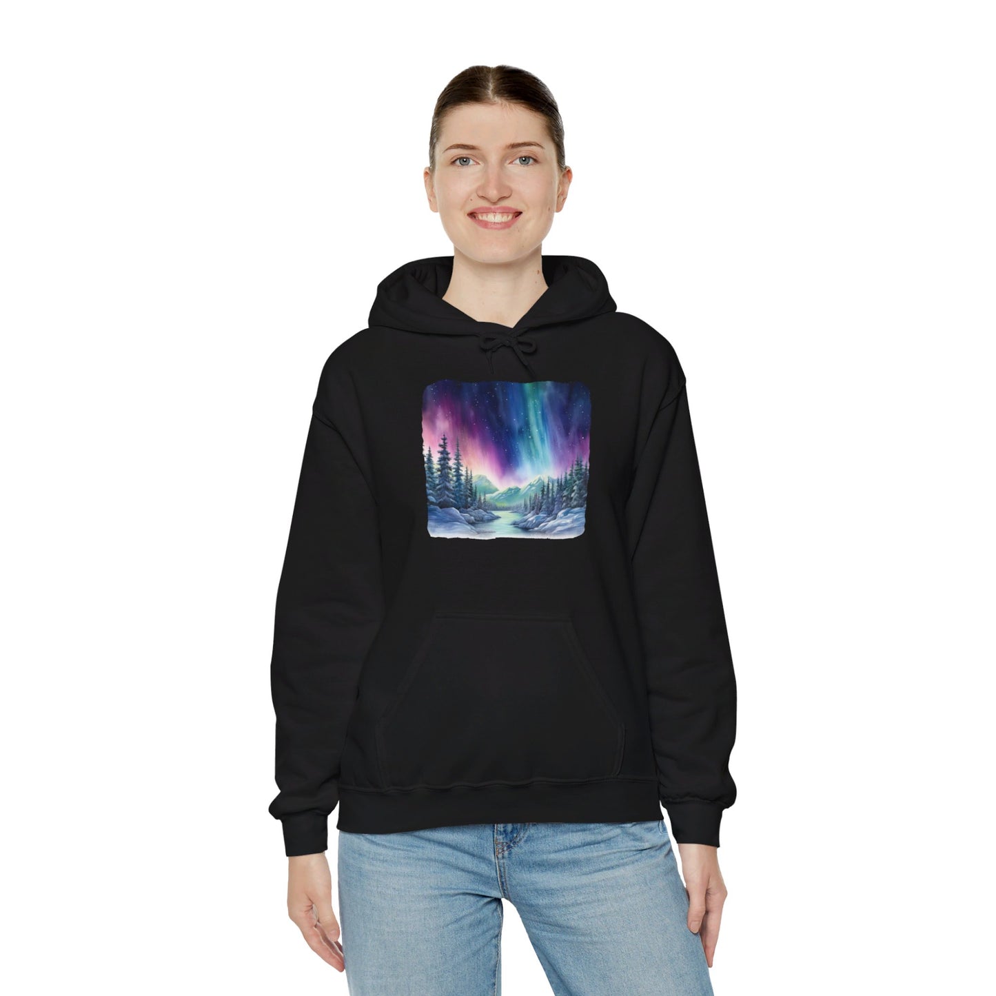 Northern Lights Watercolor - Hooded Sweatshirt