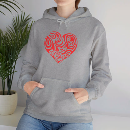 Heartfelt Love, Bold Red Heart - Hooded Sweatshirt