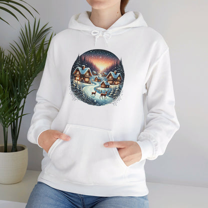 Snow Night Christmas Village - Hooded Sweatshirt