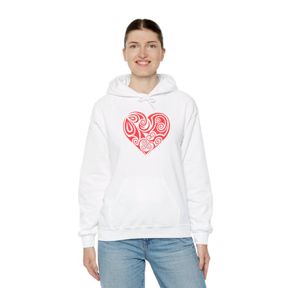 Heartfelt Love, Bold Red Heart - Hooded Sweatshirt