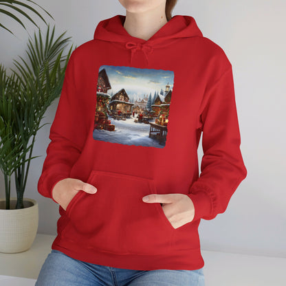 Snowy Christmas Village North Pole - Hooded Sweatshirt