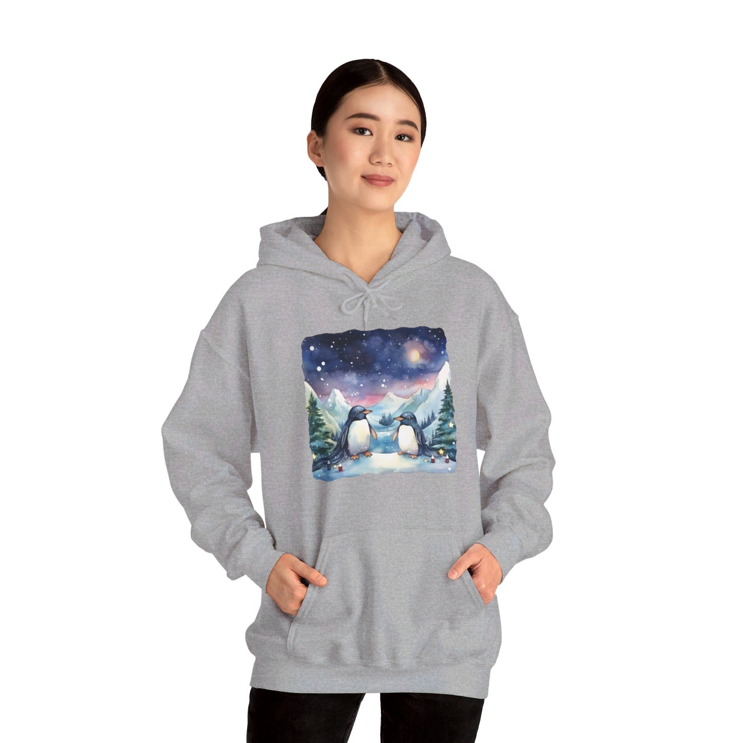 Snowy Christmas Penguins - Hooded Sweatshirt