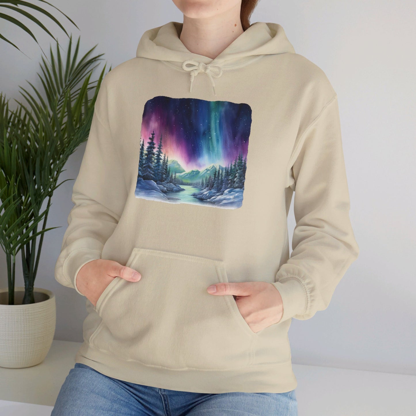 Northern Lights Watercolor - Hooded Sweatshirt