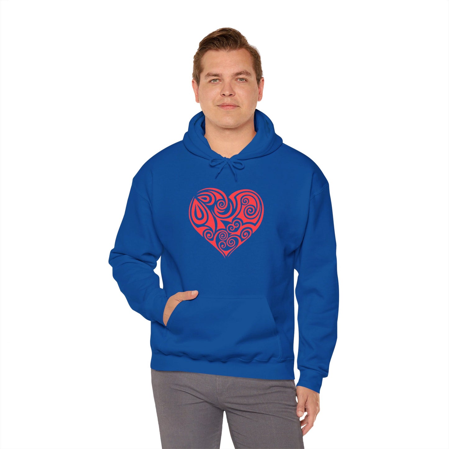 Heartfelt Love, Bold Red Heart - Hooded Sweatshirt