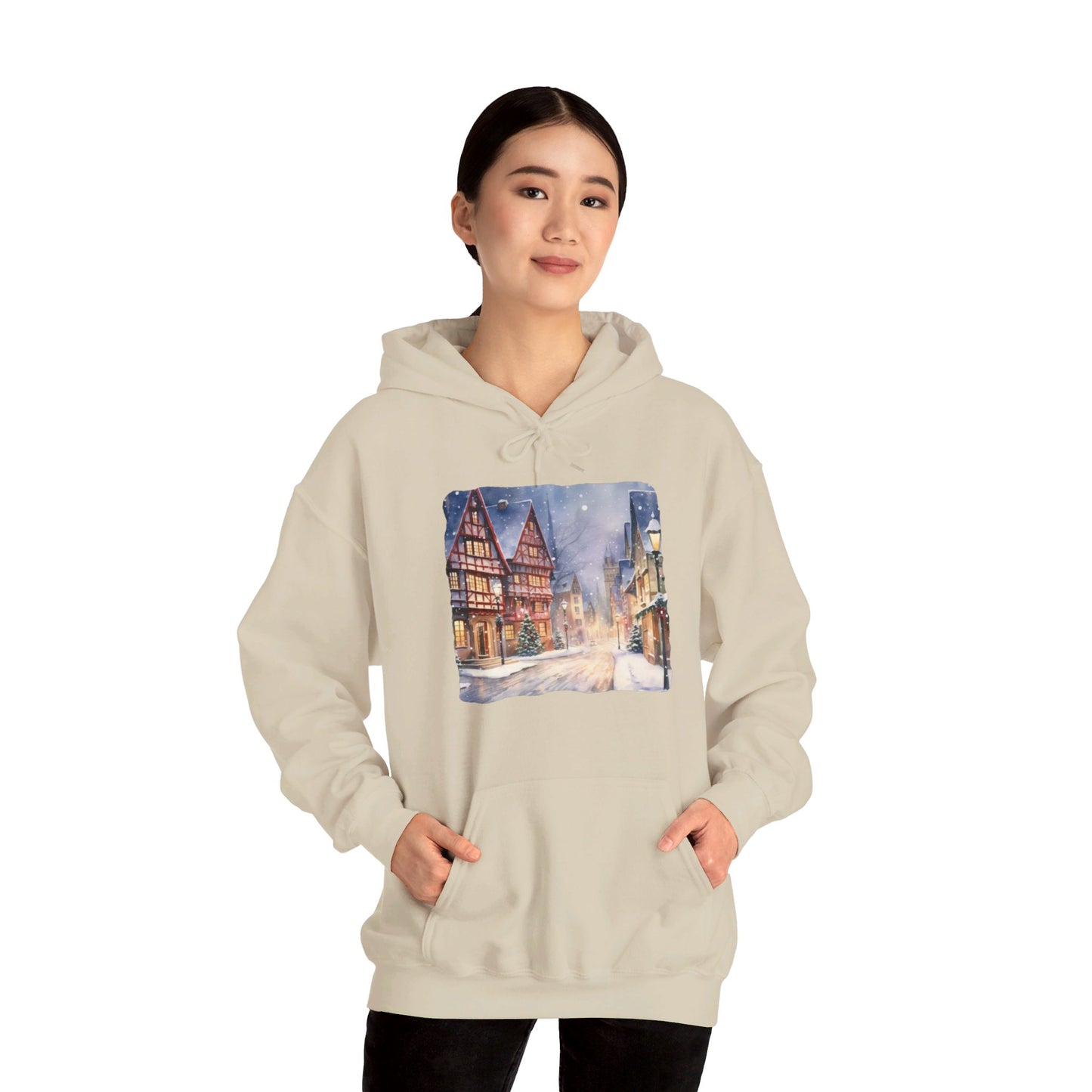 Snowy Christmas Village 13 - Hooded Sweatshirt