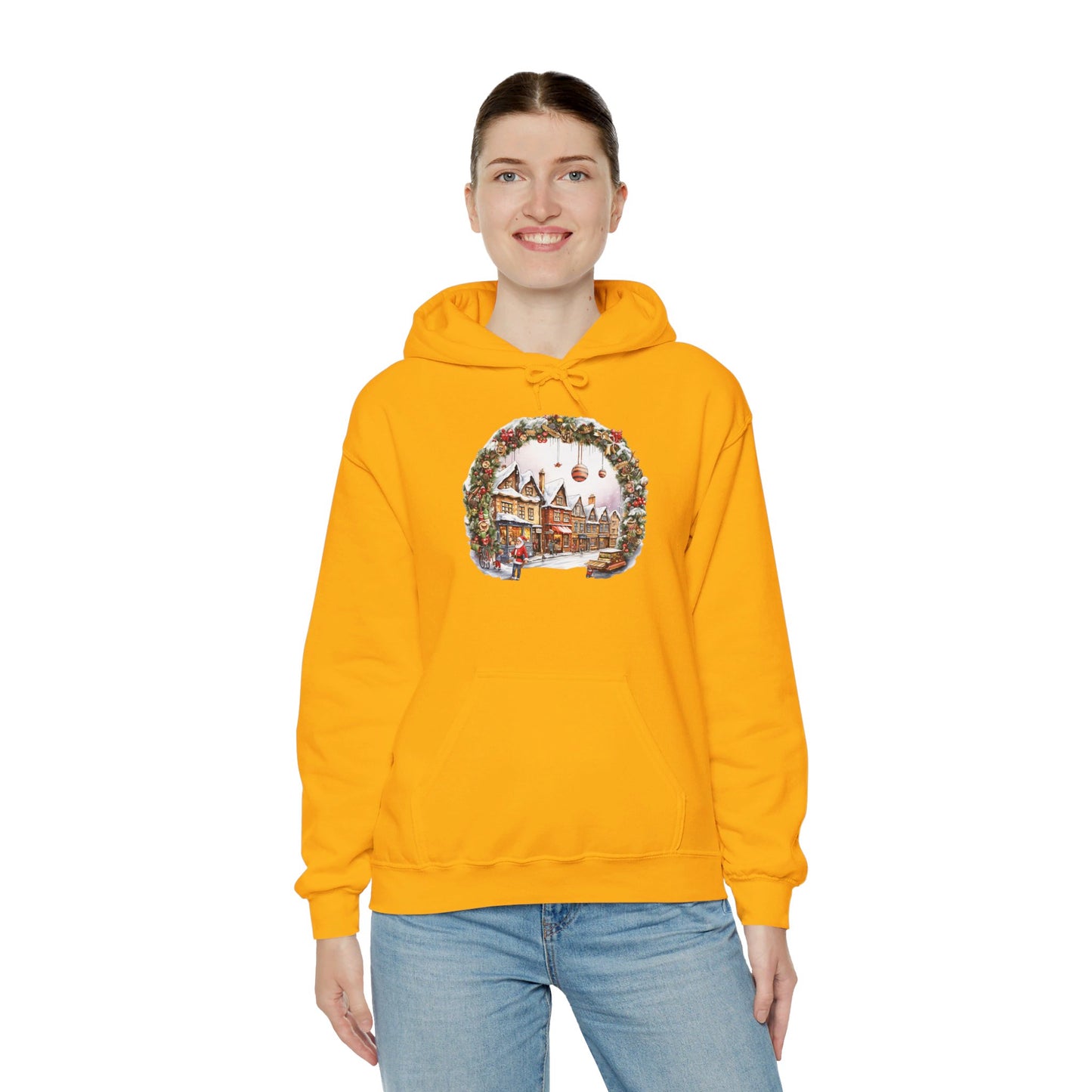 Enchanting Christmas Village Scene - Hooded Sweatshirt