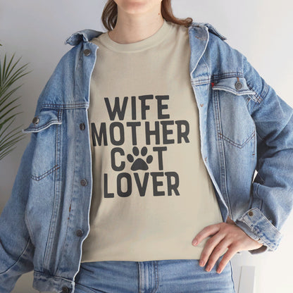 Wife, Mother, Cat lover - T-Shirt