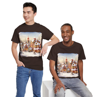 Snowy Christmas Village-12-T-Shirt