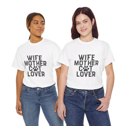 Wife, Mother, Cat lover - T-Shirt