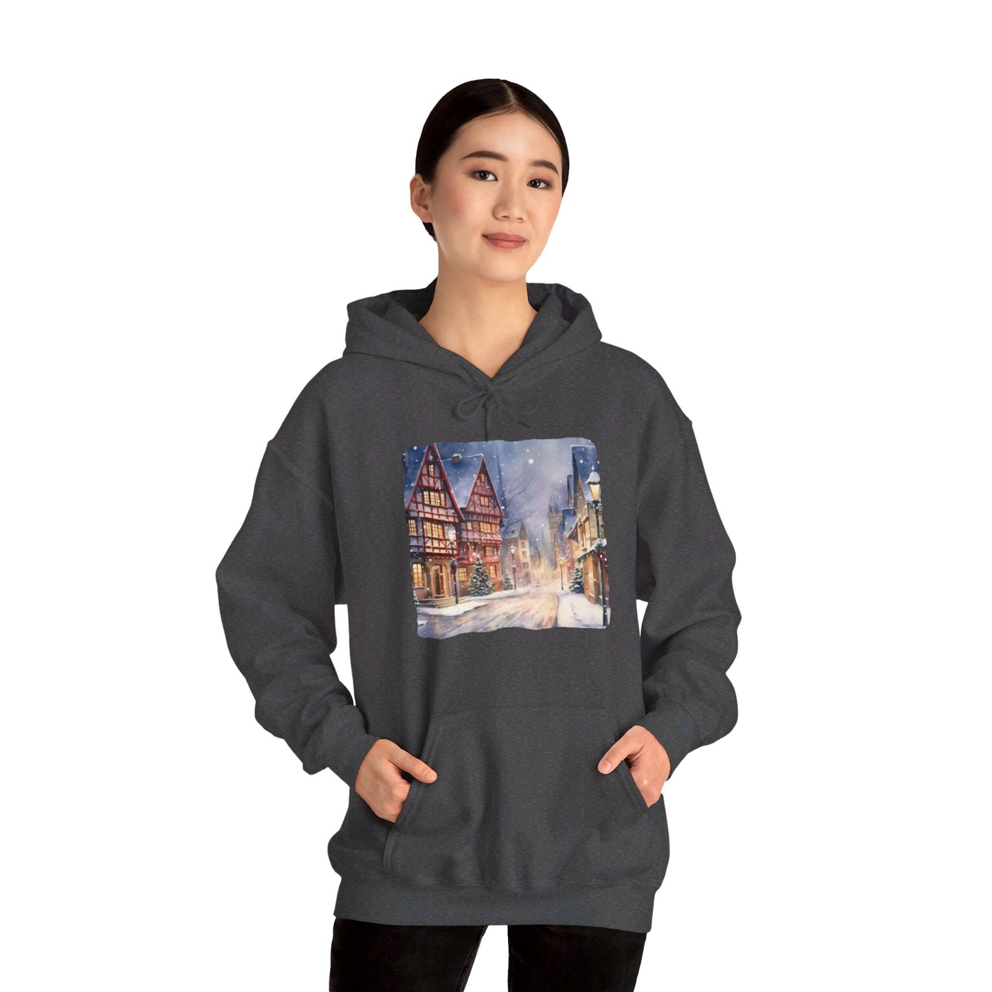 Snowy Christmas Village 13 - Hooded Sweatshirt