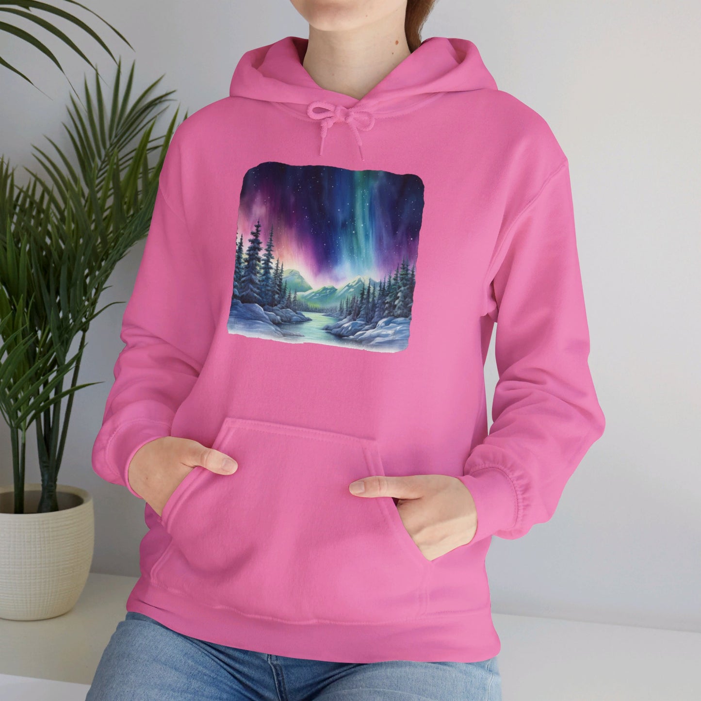 Northern Lights Watercolor - Hooded Sweatshirt