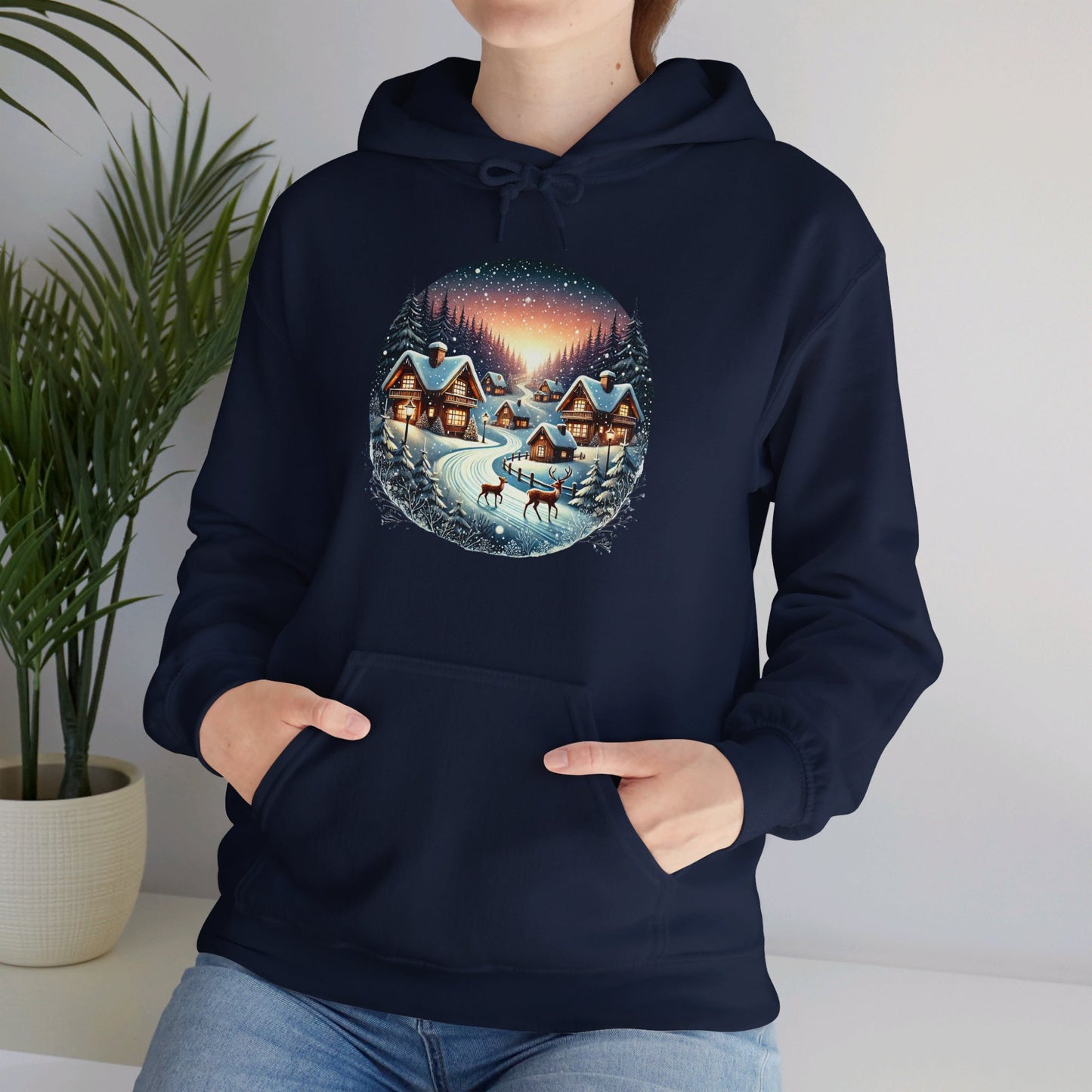 Snow Night Christmas Village - Hooded Sweatshirt