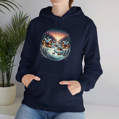 Snow Night Christmas Village - Hooded Sweatshirt