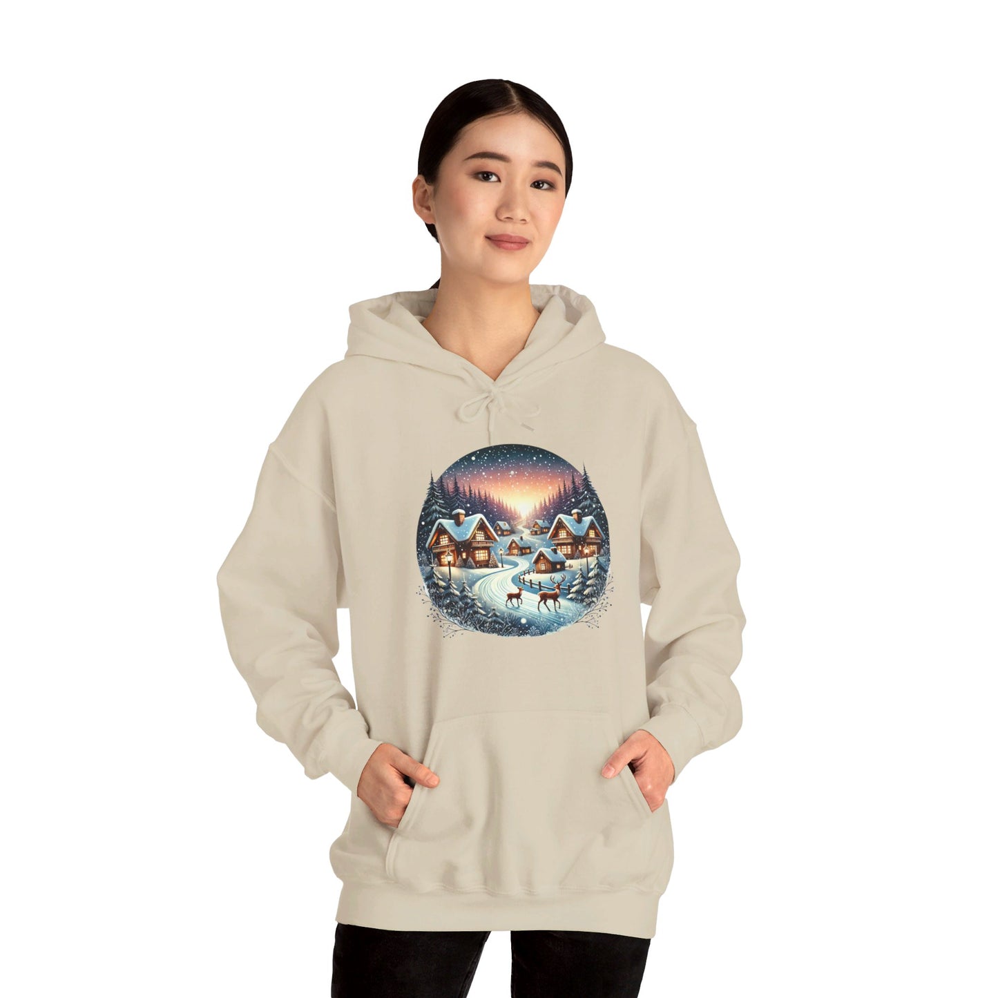 Snow Night Christmas Village - Hooded Sweatshirt