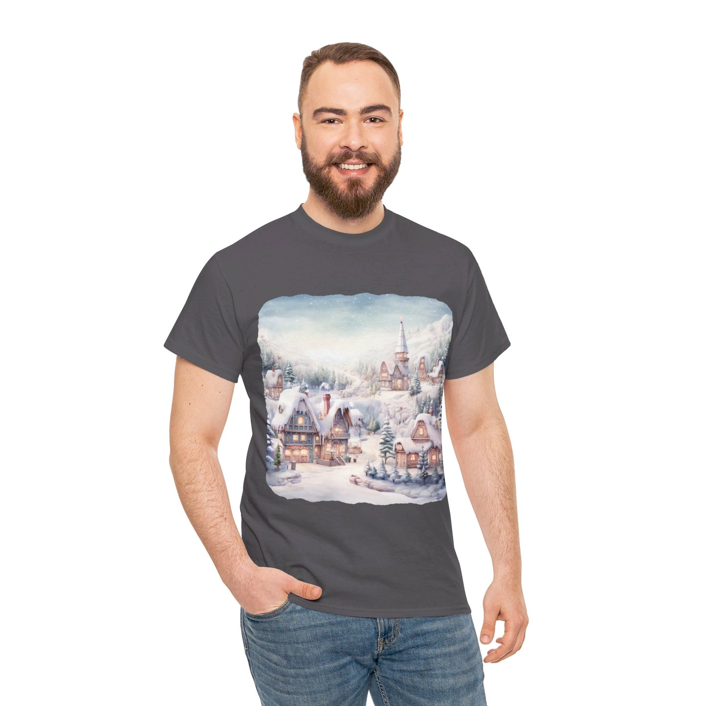 Snowy Christmas Village-T-Shirt