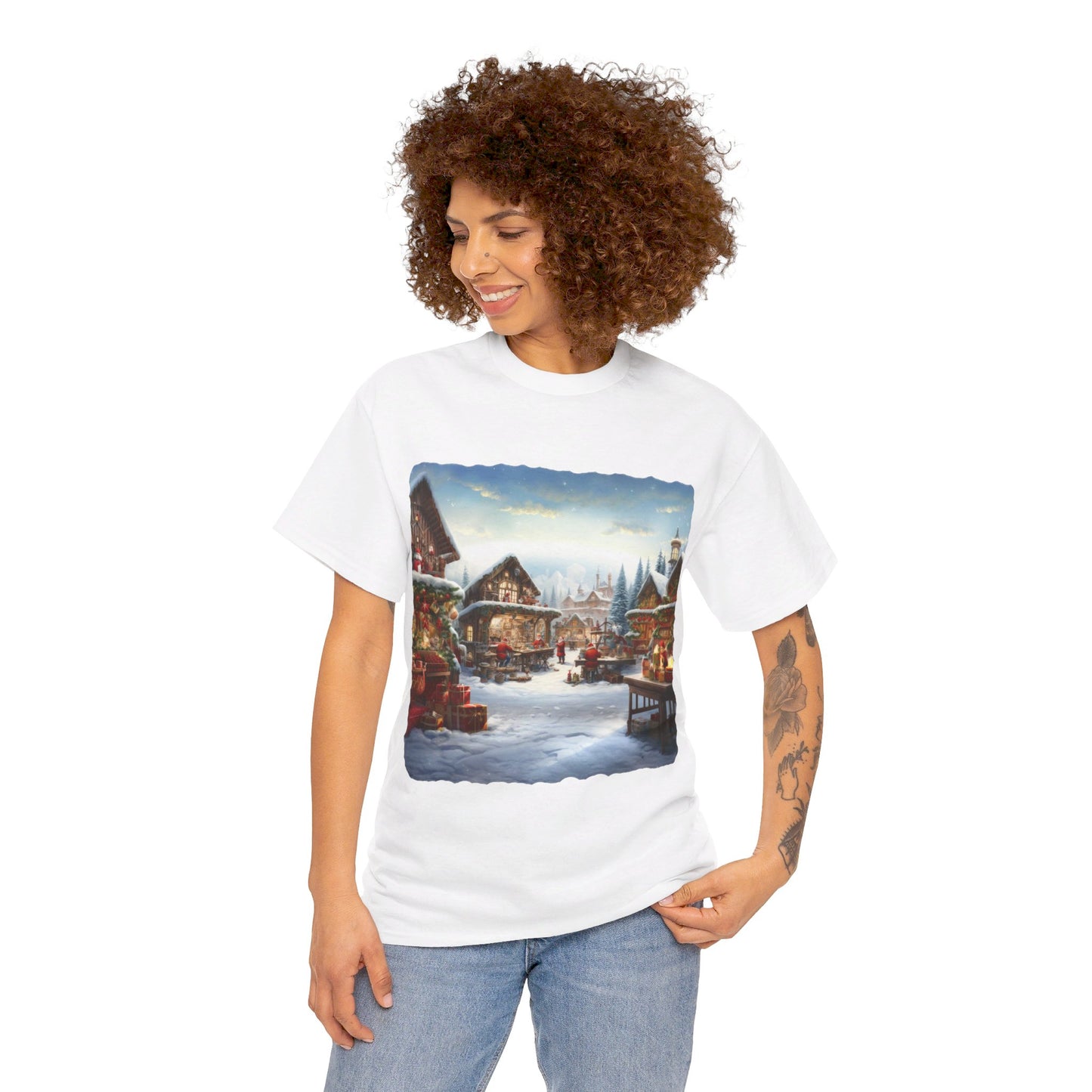 Snowy Christmas Village North Pole-T-Shirt