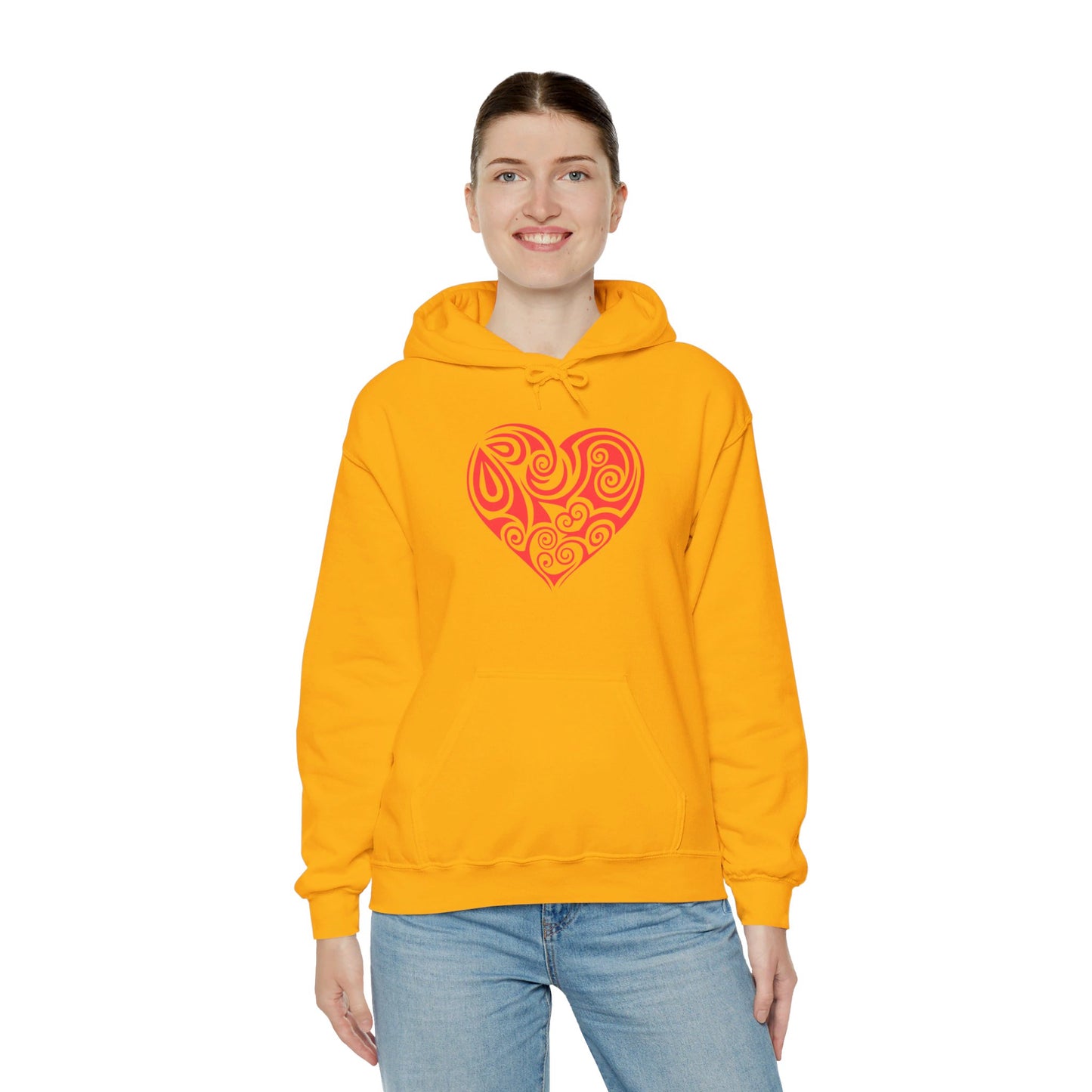 Heartfelt Love, Bold Red Heart - Hooded Sweatshirt