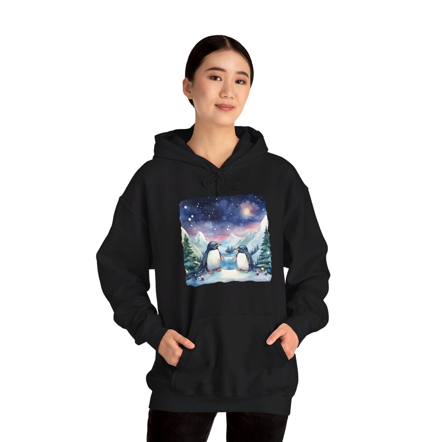 Snowy Christmas Penguins - Hooded Sweatshirt