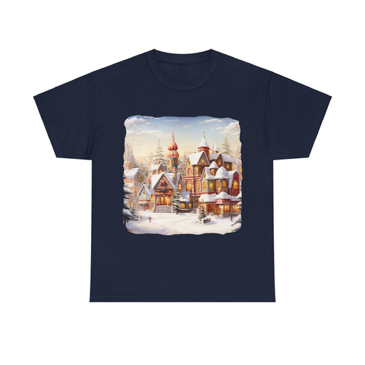 Snowy Christmas Village-12-T-Shirt