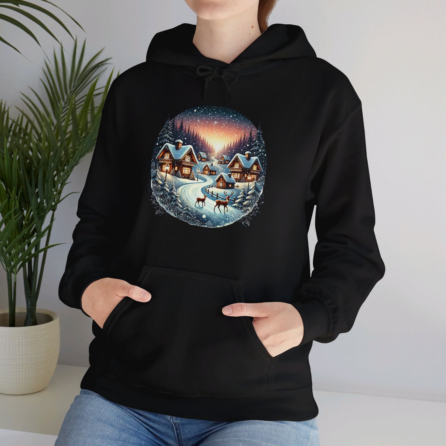 Snow Night Christmas Village - Hooded Sweatshirt