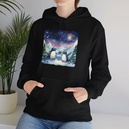 Snowy Christmas Penguins - Hooded Sweatshirt