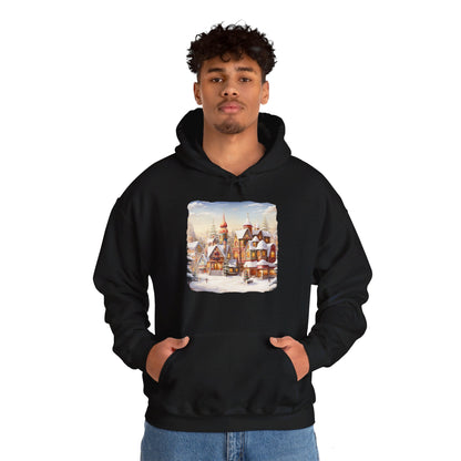 Snowy Christmas Village 12 - Hooded Sweatshirt