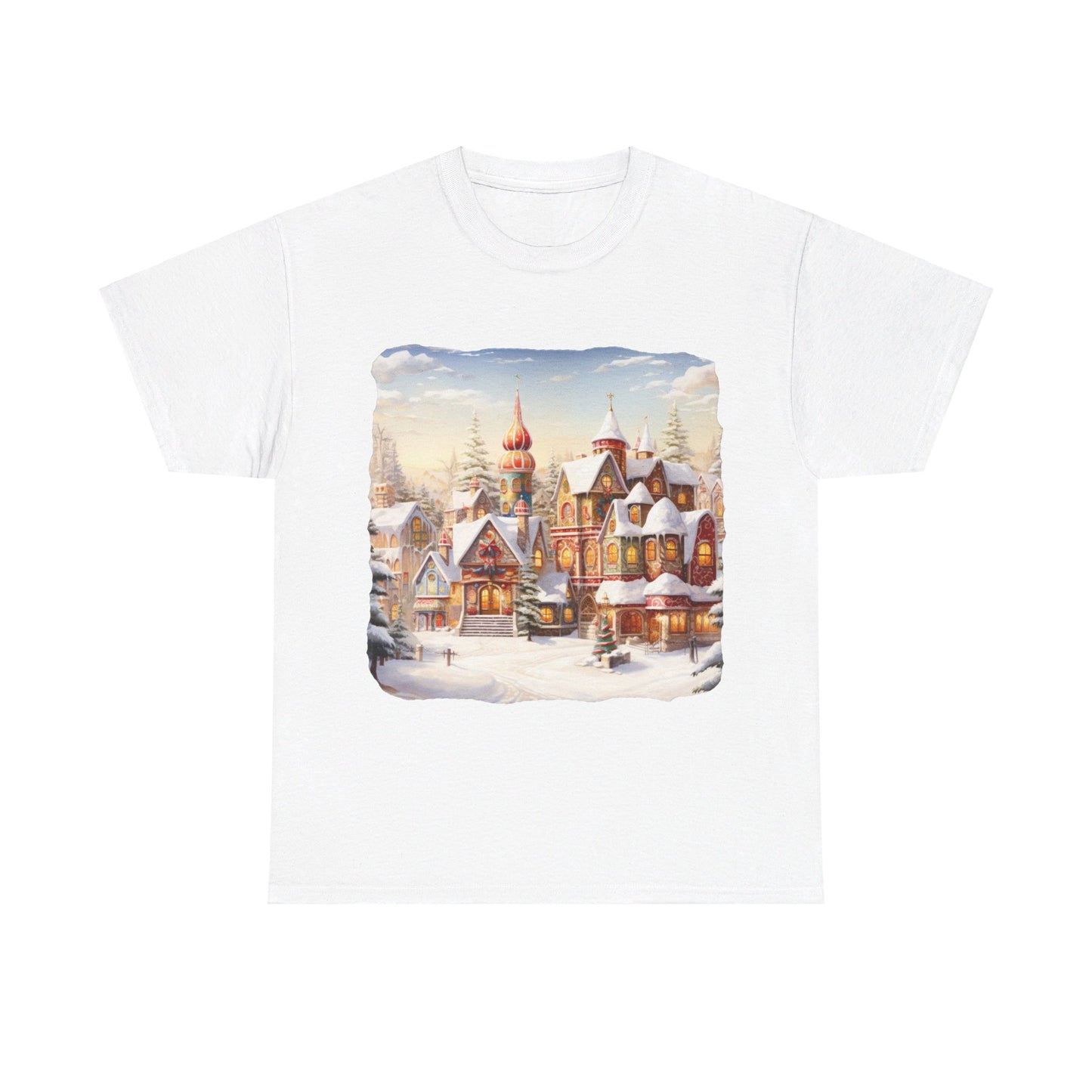 Snowy Christmas Village-12-T-Shirt