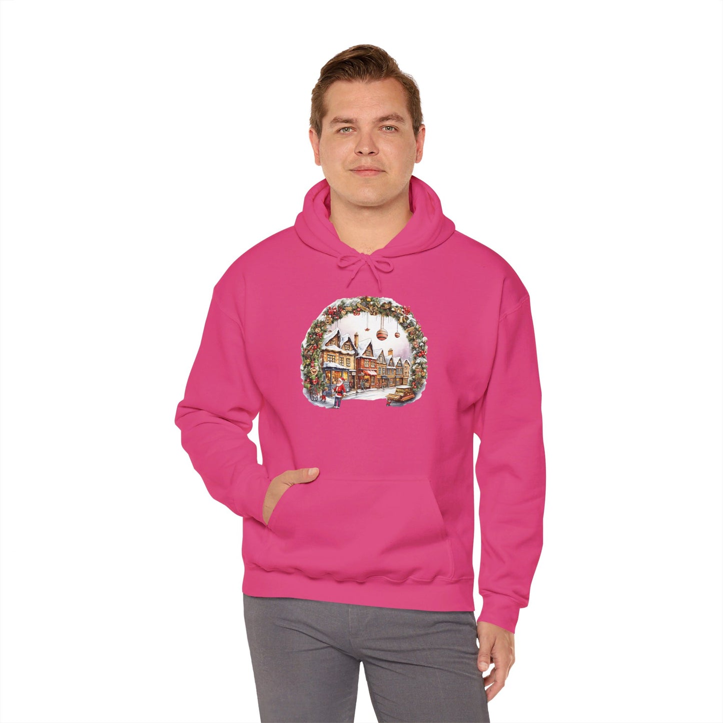 Enchanting Christmas Village Scene - Hooded Sweatshirt