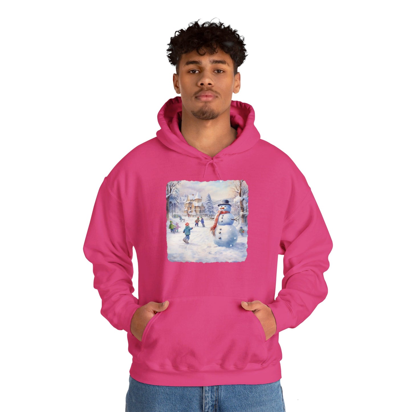 Snowman In Village 2 - Hooded Sweatshirt