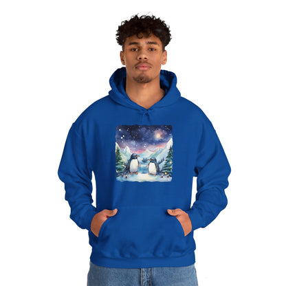 Snowy Christmas Penguins - Hooded Sweatshirt