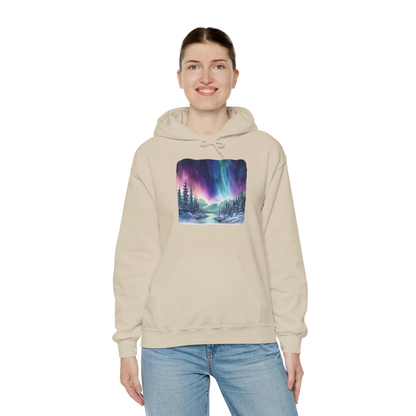 Northern Lights Watercolor - Hooded Sweatshirt