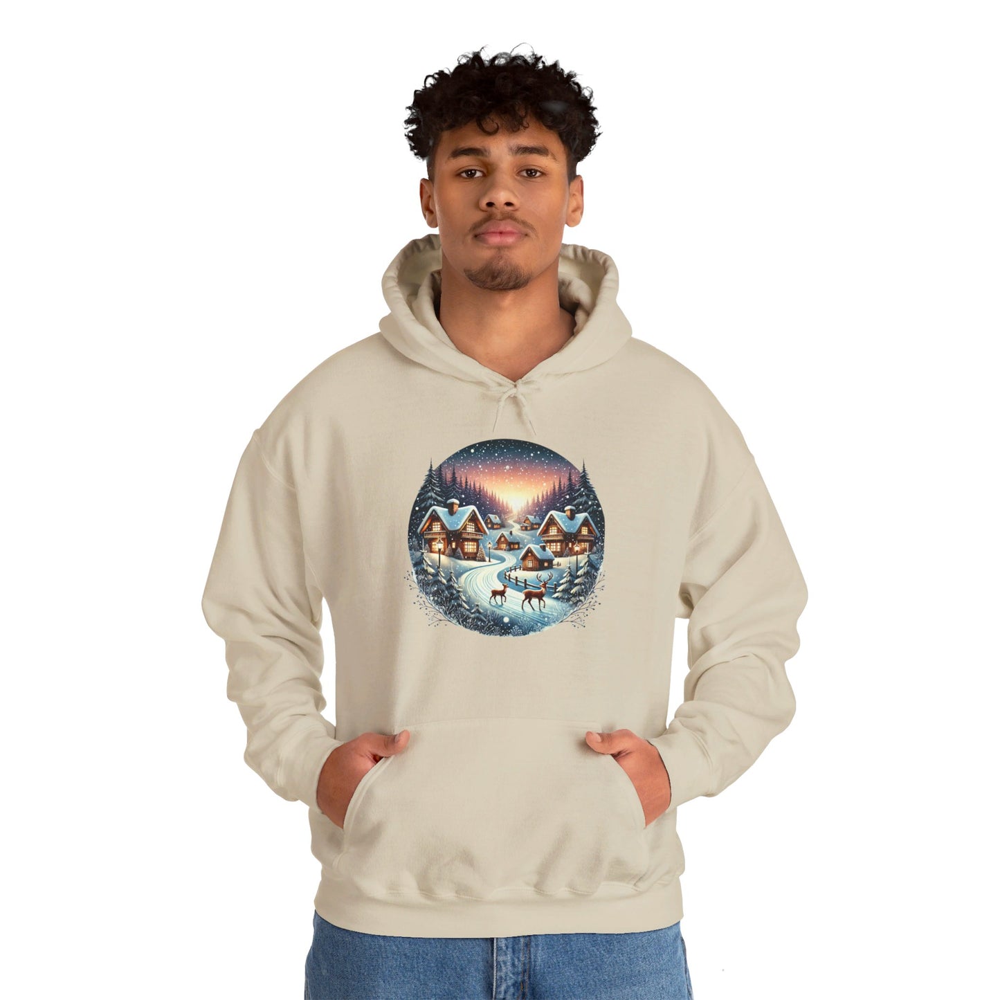 Snow Night Christmas Village - Hooded Sweatshirt