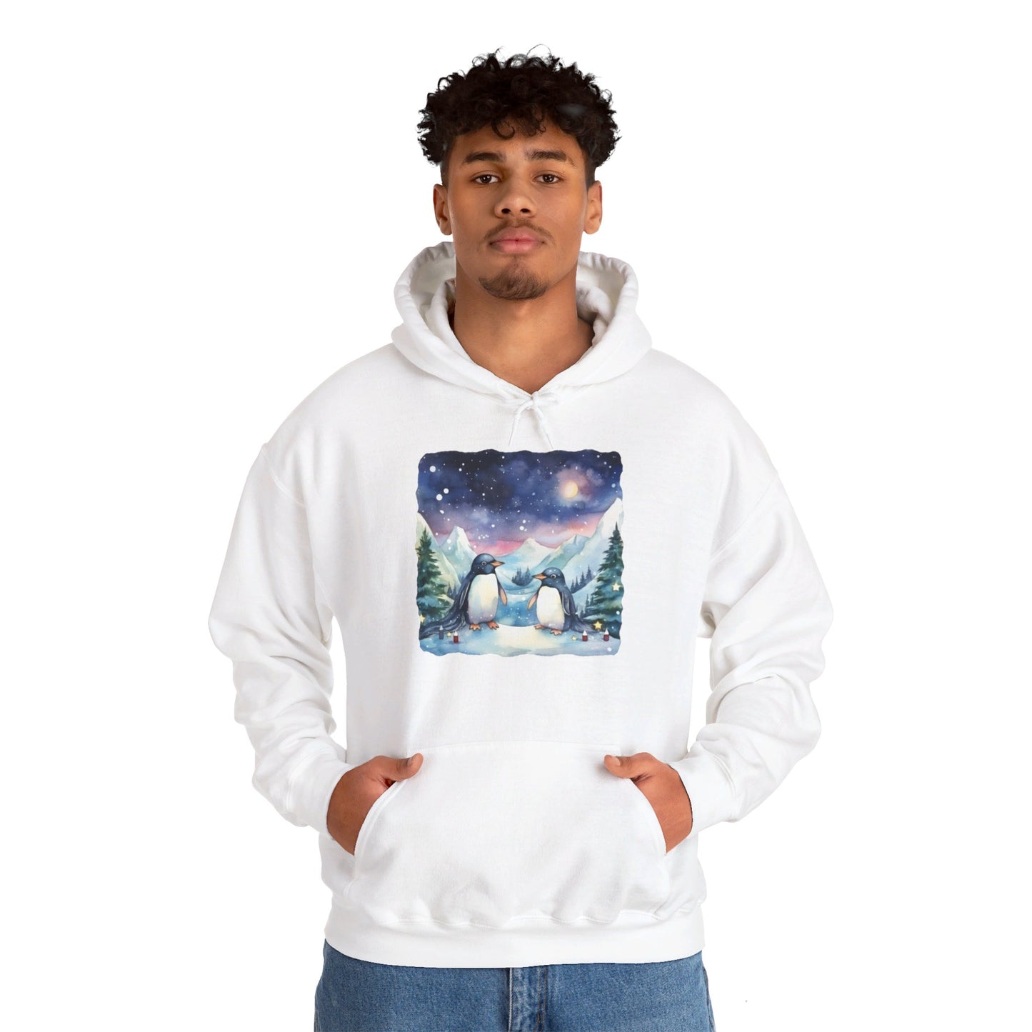 Snowy Christmas Penguins - Hooded Sweatshirt