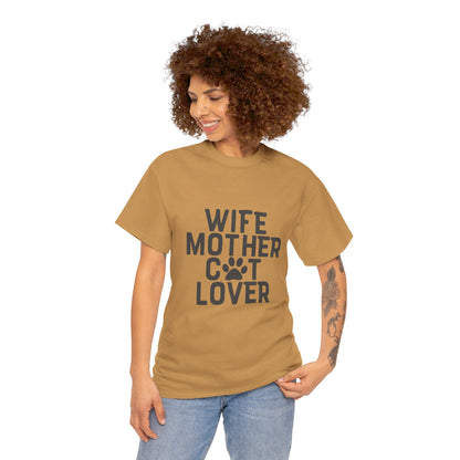 Wife, Mother, Cat lover - T-Shirt