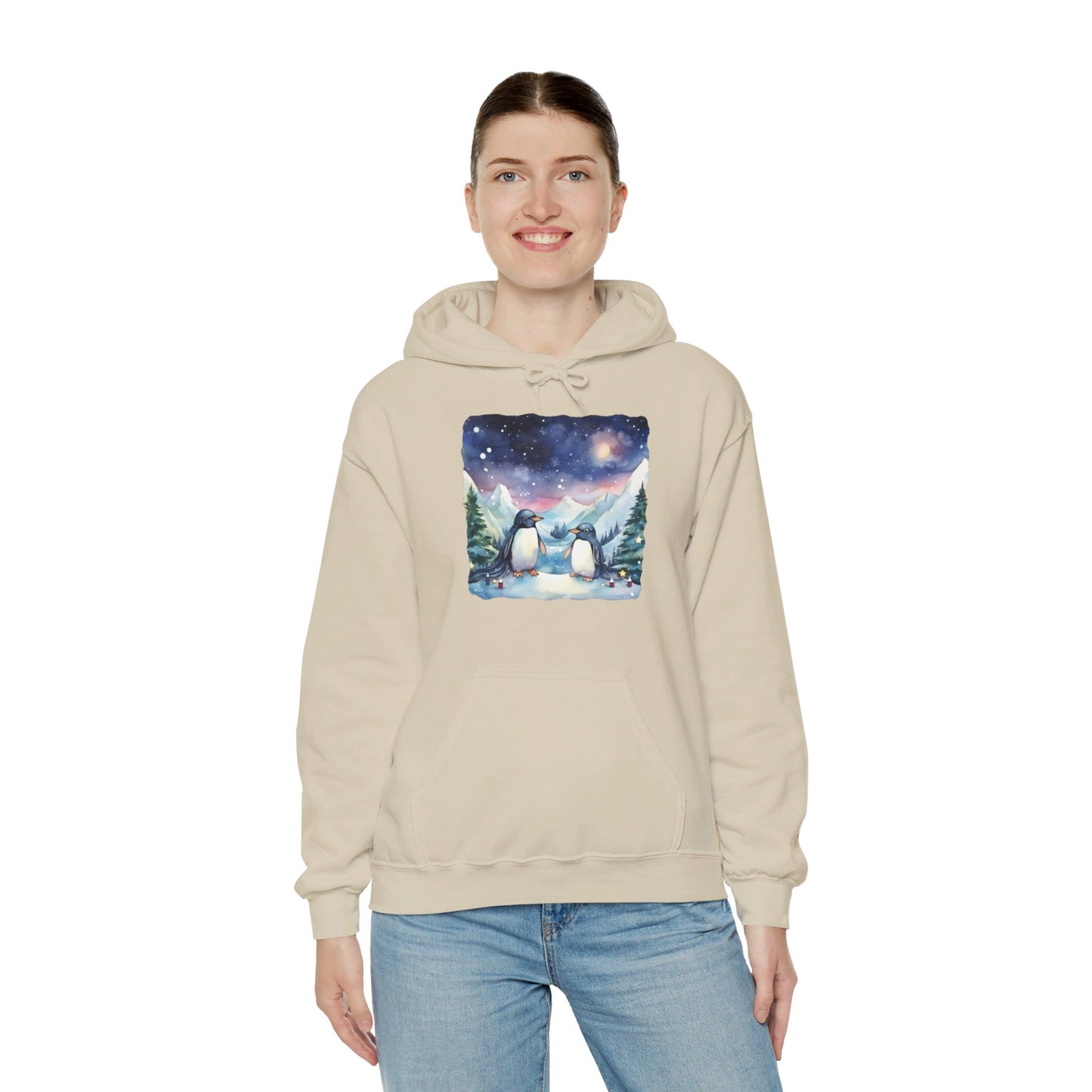 Snowy Christmas Penguins - Hooded Sweatshirt