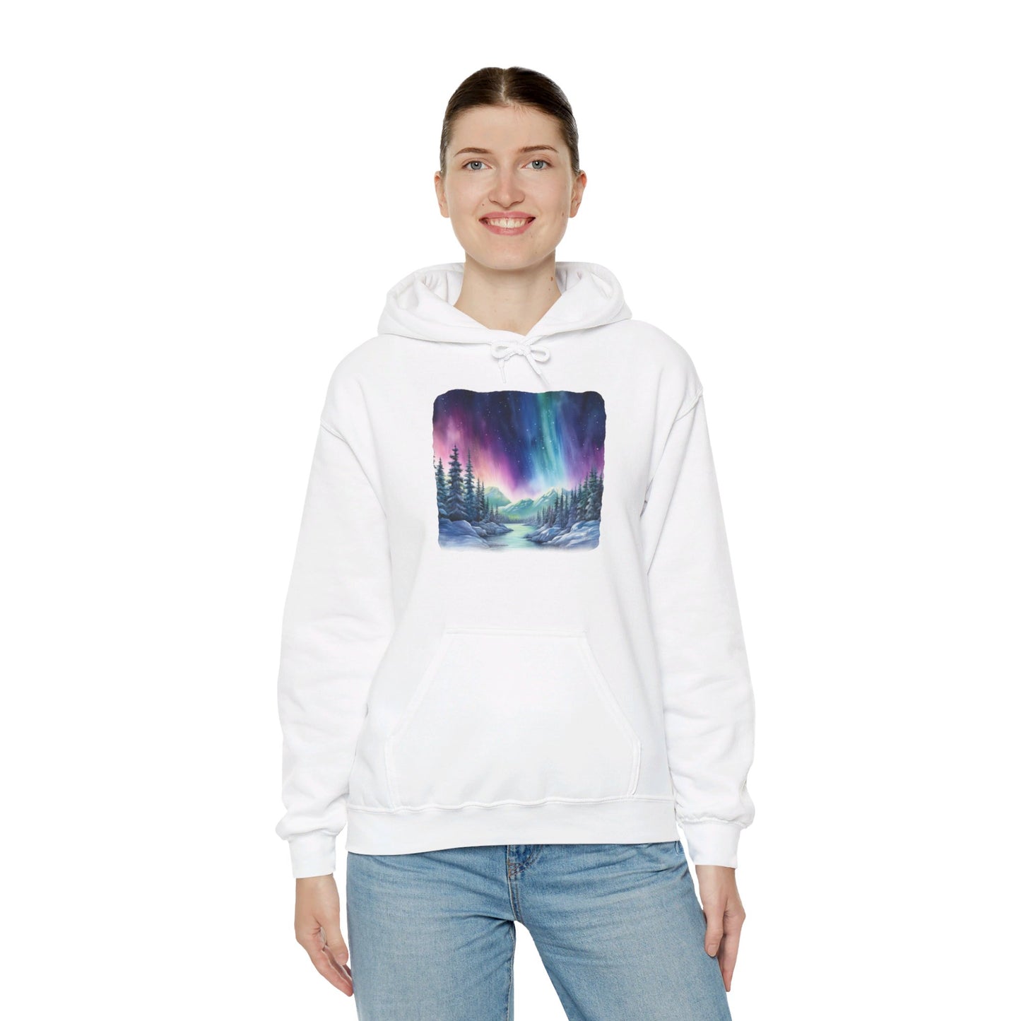 Northern Lights Watercolor - Hooded Sweatshirt