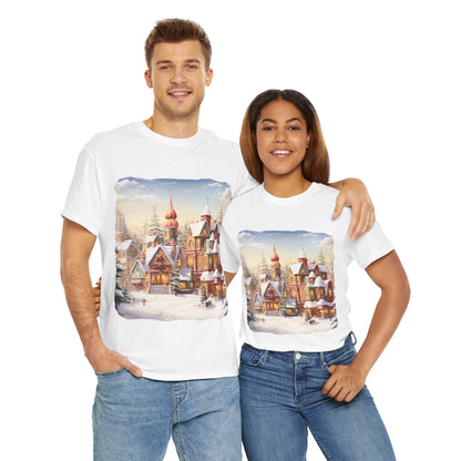 Snowy Christmas Village-12-T-Shirt